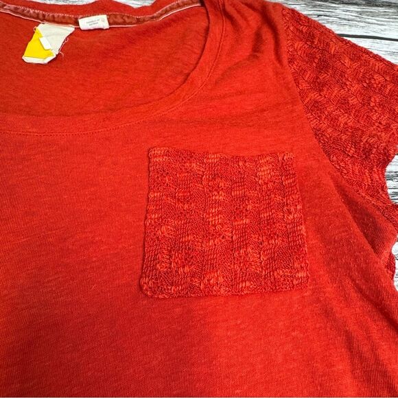 Anthrolologie Brand Women Knit Jersey T Tee Shirt Bright Orange Red M Med Medium - Picture 6 of 13